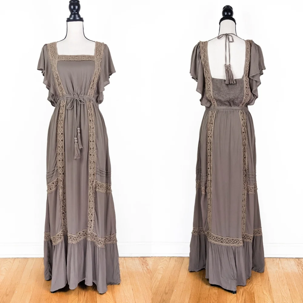 🦋LAST🦋 NWT Tulle and Batiste Rosalie Maxi Dress, Desert Sand, Size XS